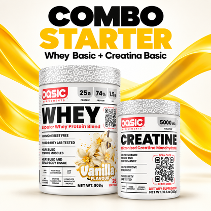 Combo Starter - Whey Basic 2LB + Creatina 60 Serv Basic Supplements - Merkefit Colombia